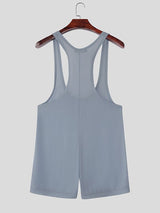 Men's Solid Color Slim Fit Sleeveless Bodysuit SKUL42532