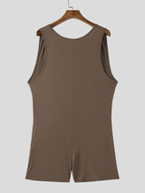 Men's Knit Textured Deep U-Neck Bodysuit SKUL57716