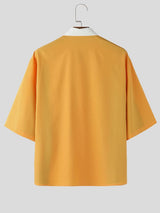 Men's Contrast Patchwork Striped Half Sleeve Shirt SKUL53239