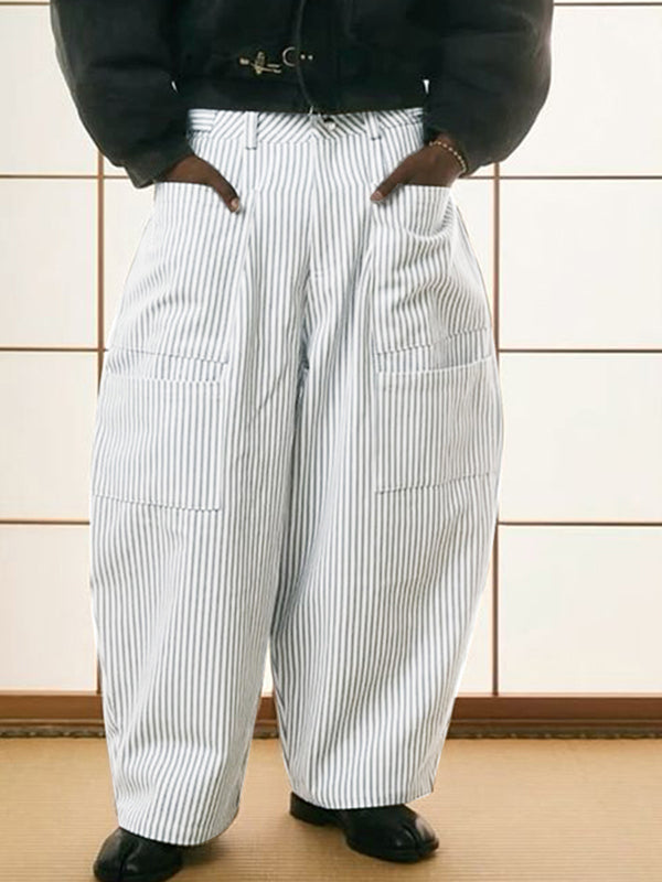 Mens Striped Wide-Leg Casual Pant SKUL07796