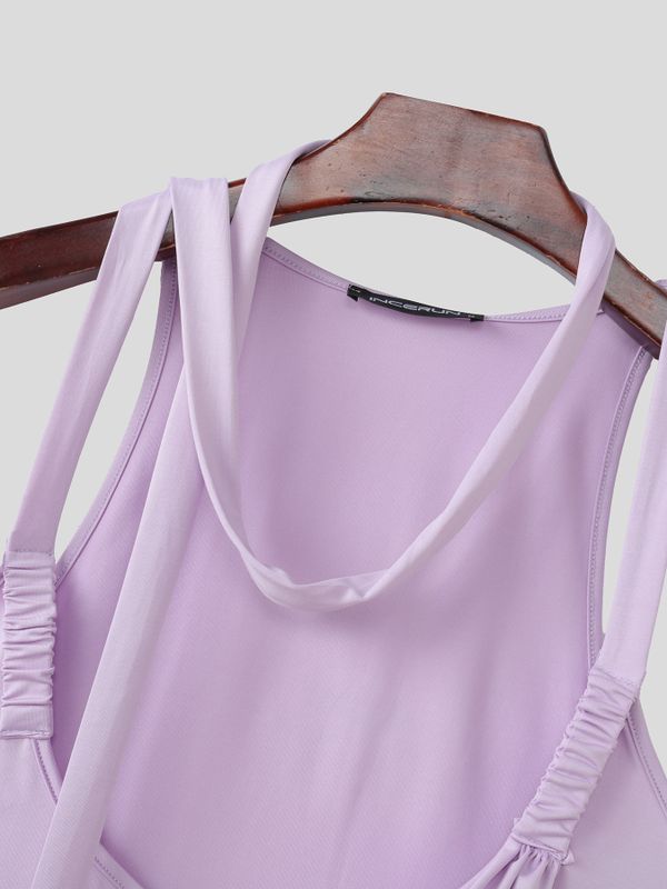 Men's Extra-Long Floating Ribbons Deconstructed Wrap Tank SKUL61064