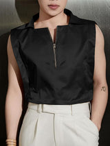 Mens Solid Color Half-Zip Tank SKUL07647