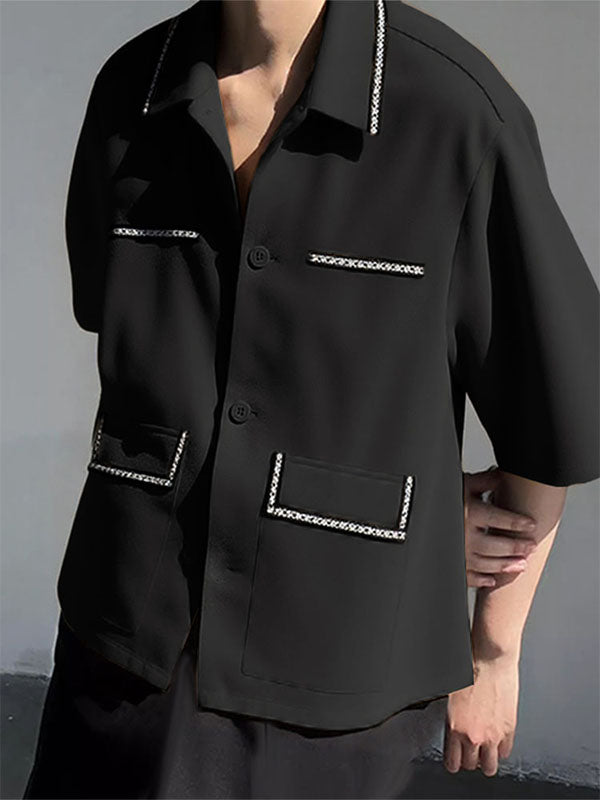 Men's Double Pocket Casual Short Sleeve Shirt SKUL22819