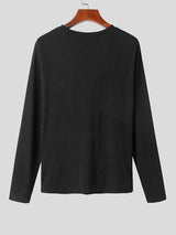 Mens Cutout Knit Long Sleeve T-Shirt SKUK36562