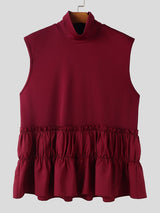 Men's Ruffle Patchwork Sleeveless T-shirt SKUL42429