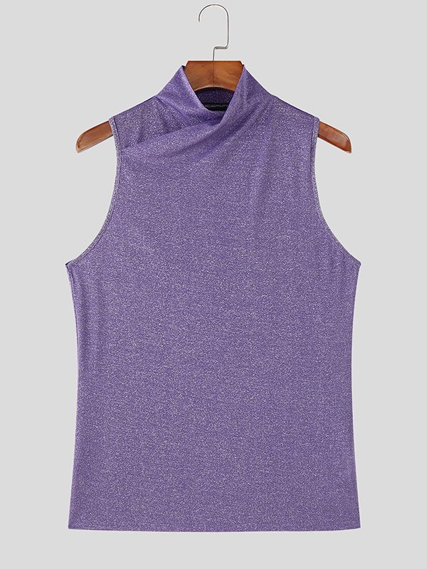Men's Shiny Solid Color Slim Fit Tank SKUL51878