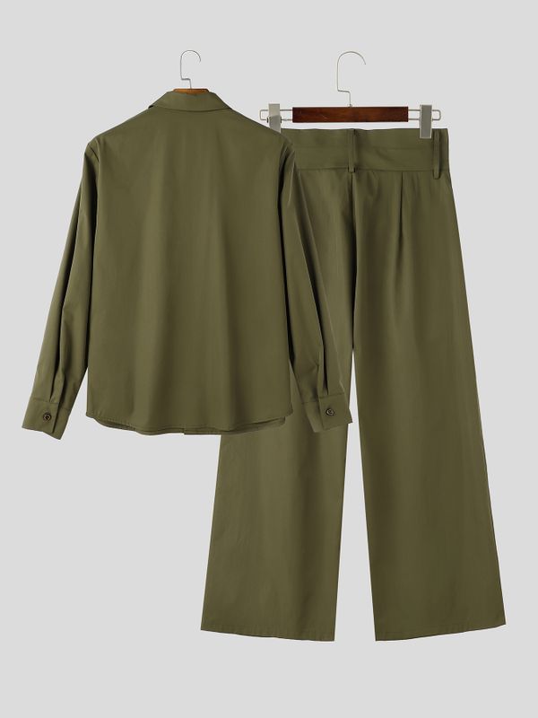 Men's Retro Quiet Luxury Multi Button Cummerbund Waist Pleated Two Pieces Outfit SKUL82400