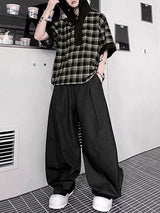 Men's Plaid Hooded Casual Two Pieces Outfit SKUL26989