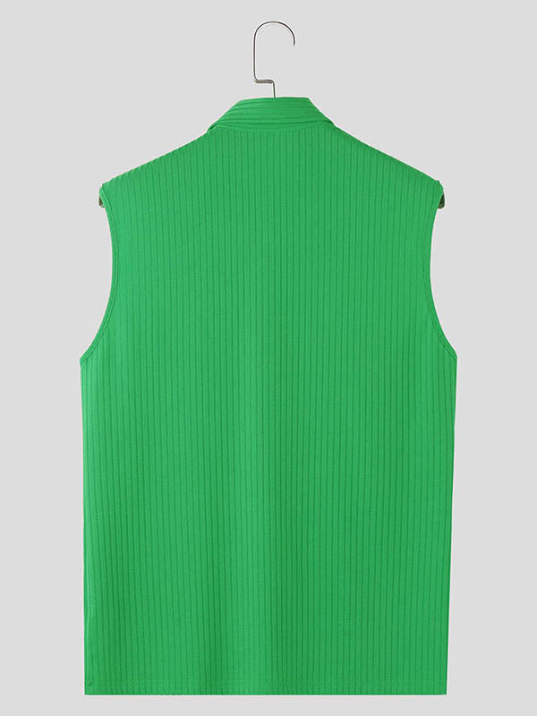 Mens Thin Vertical Striped Breathable Sleeveless Shirt SKUK72256