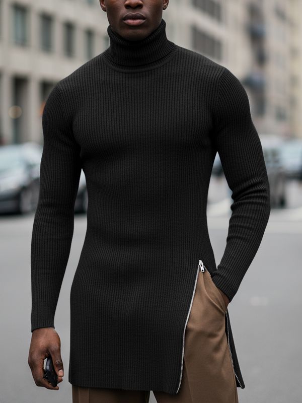 Men's Deconstructed Split Textured Long Sleeve T-shirt SKUL46252