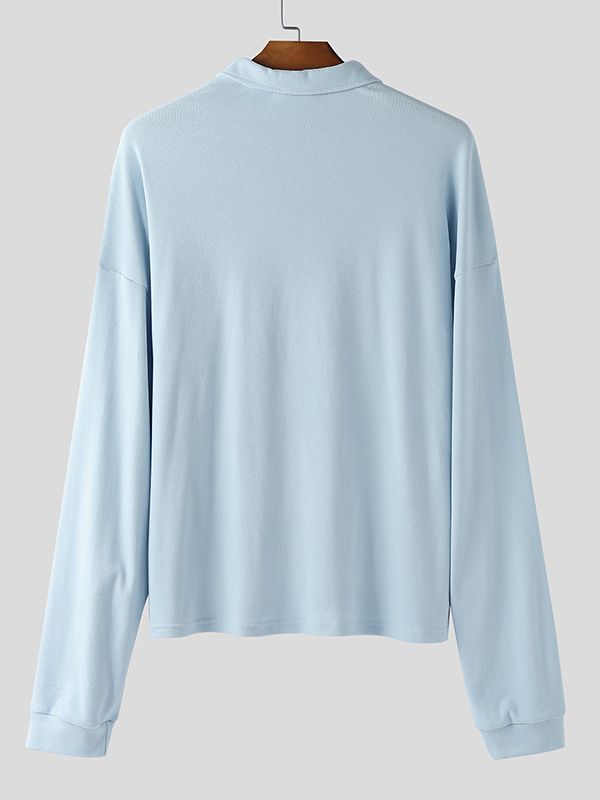 Men's Minimalist Solid Color Long Sleeve Shirt SKUL44026