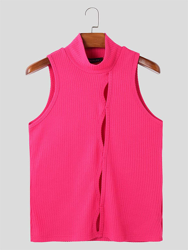 Mens Waffle Texture Cut-Out Tank SKUL05986