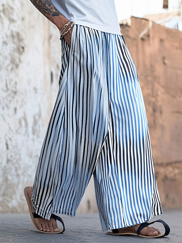 Mens Striped Wide-Leg Casual Pant SKUL10698