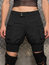 Men's Cyberpunk Techwear Multi-Pocket Cargo Bloomer Short SKUL64172