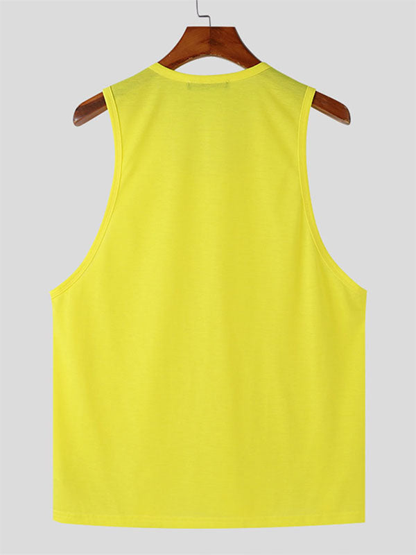 Mens Solid Color Slim Fit Sleeveless Tank SKUK73694