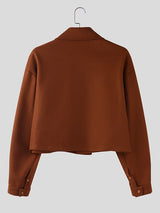 Men's Solid Casual Cropped Long Sleeve Jacket SKUL30423