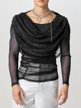 Mens Shimmer Sheer Hooded Long-Sleeve T-Shirt SKUK84560