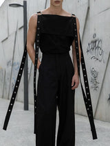 Men's Deconstructed Eyelet Tie Square Neck Tank SKUL55228