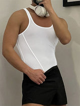 Men's Solid Color Cut Slim Fit Bodysuit SKUL21299