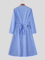 Men's Striped Asymmetrical Hem Long Sleeve Blazer SKUL33046