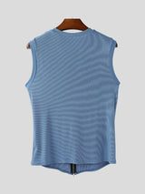Mens Solid Color Textured Zipper Casual Tank SKUL20207