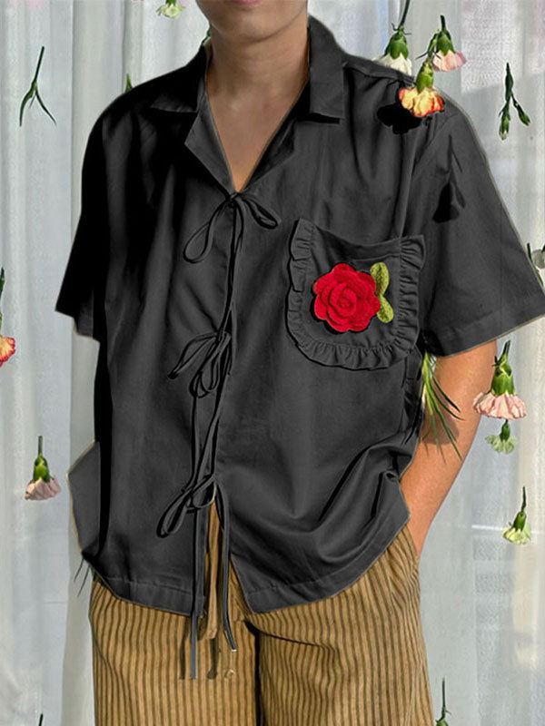 Mens Floral Decoration Tie Design Shirt SKUK51190