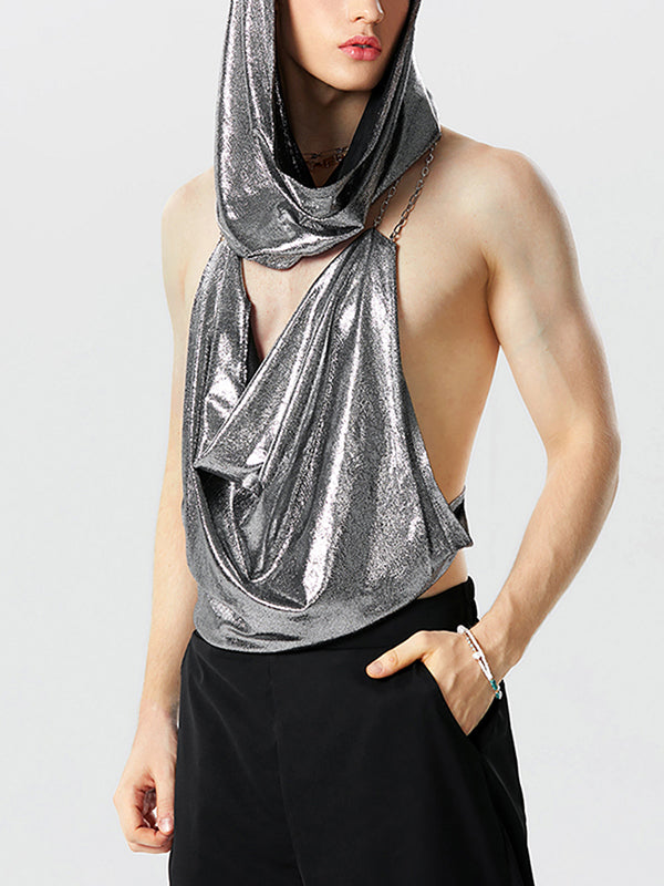 Mens Glitter Chain Design Hooded Vest SKUK16219