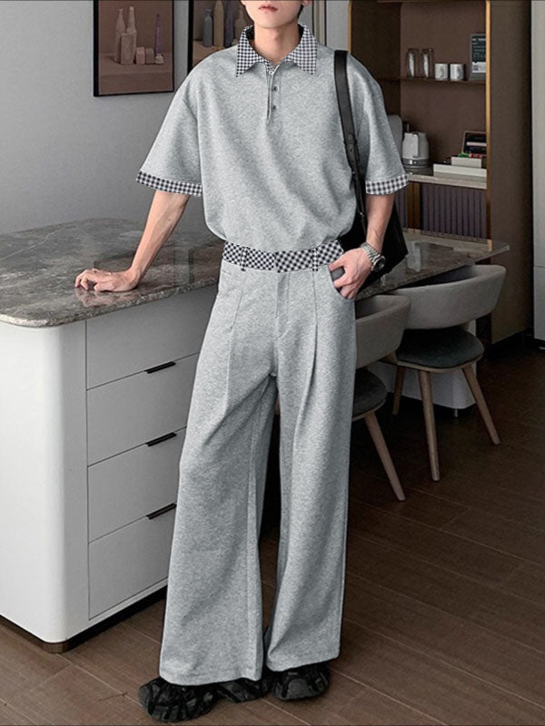 Men's Plaid Lapel Casual Two Pieces Outfit SKUL30290