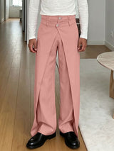 Men's Avant-Garde Asymmetric Layered High Waist Draped Wide Leg Pant SKUL68499