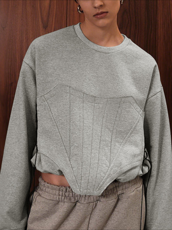 Men's Solid Color Crew Neck Long Sleeve Hoodie SKUL43697