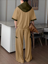 Men's Color Block Hooded Two Pieces Outfit SKUL36461