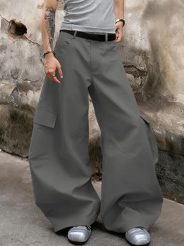 Men's Solid Wide Leg Loose Casual Pant SKUL32986