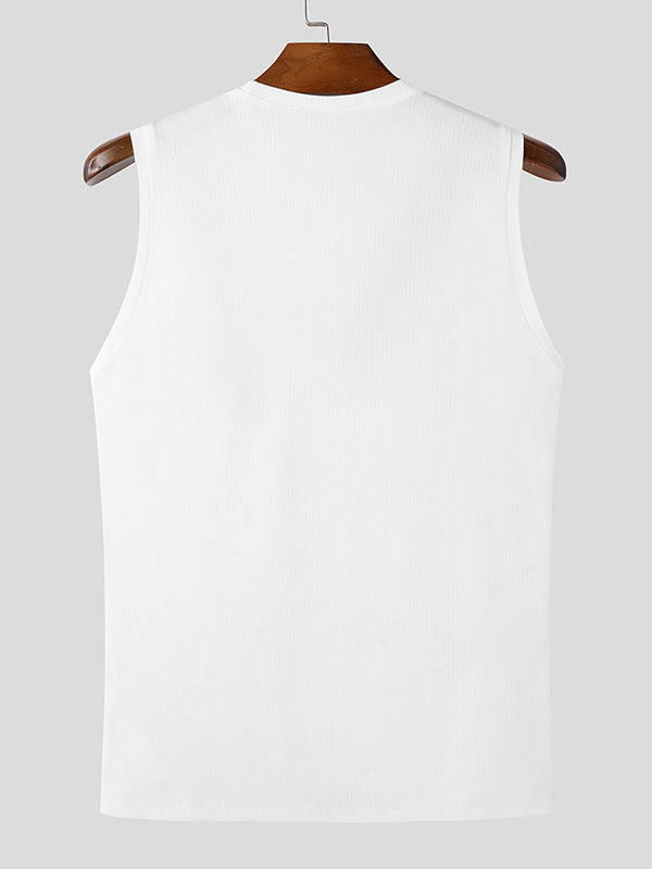 Mens Textured Zip-Up Sleeveless Tank SKUL01069