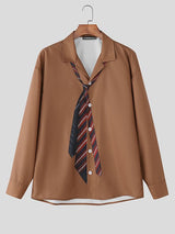 Men's Tie Print Long Sleeve Shirt SKUL32859