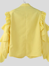 Men's Solid Color Ruffle Patchwork Casual Blazer SKUL40288