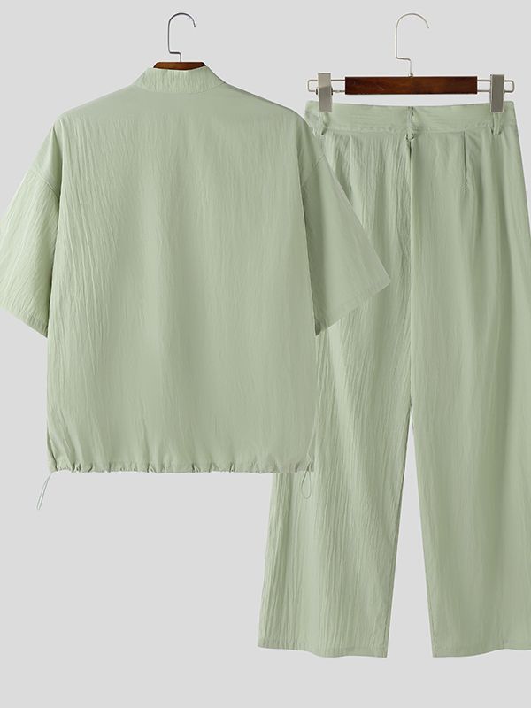 Men's Solid Color Casual Two Pieces Outfit SKUL46239