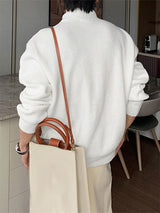 Men's Metal Buckle Patchwork Textured Long Sleeve Sweater SKUL29608