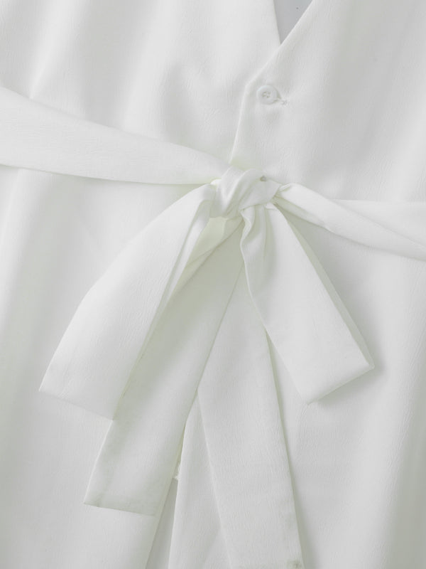 Mens Solid Color Backless Short Sleeve Shirt SKUL15367