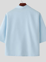 Men's Avant-Garde High Street Multi-Button Deconstructed Relaxed Short Sleeve Shirt SKUL60138