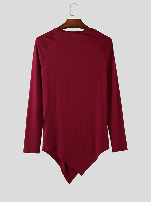 Men's Pleated Knitted Long Sleeve T-Shirt SKUL35081