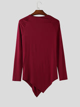 Men's Pleated Knitted Long Sleeve T-Shirt SKUL35081