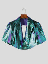 Mens Metallic Texture Patchwork Blazer Crop Top SKUK27778