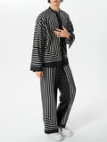 Mens Striped Long Sleeve Two Pieces Outfits SKUK51721