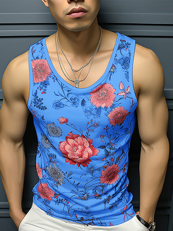 Mens Allover Floral Print Sleeveless Vest SKUK49106