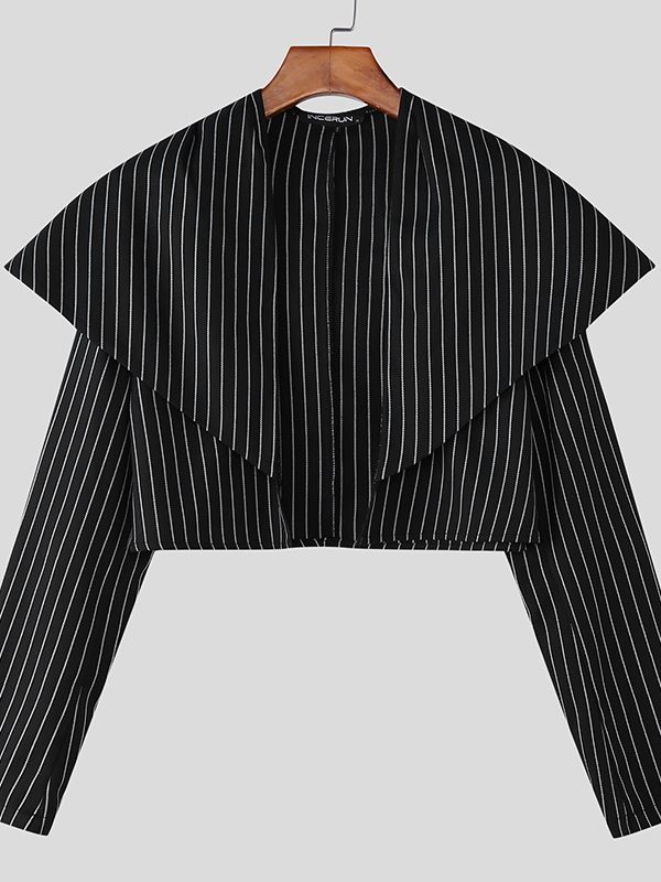 Men's Stripe Cropped Long Sleeve Blazer SKUL46407