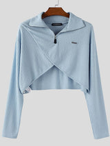 Men's Deconstructed Textured Zip Long Sleeve Sweater SKUL37682