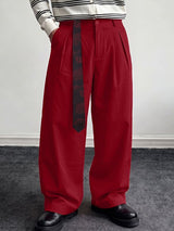 Men's Clean Fit Retro Paisley Streamer Belt Double Pleated Front Full Length Wide Leg Pant SKUL82404