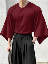 Men's Minimalist Loose Crew Neck Long Sleeve T Shirt SKUL41457