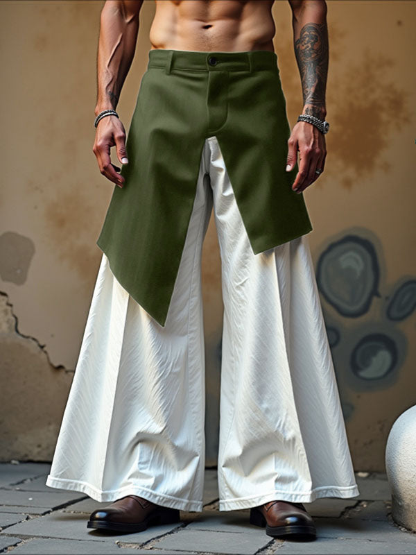 Mens Faux Two-Piece Patchwork Casual Pant SKUL16862