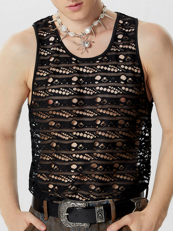 Mens Mesh See Through Sleeveless Casual Vest SKUK56351